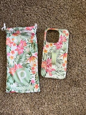 Loopy Case Tropical Floral Phone Case with Matching Pouch - Green, Pink, Orange